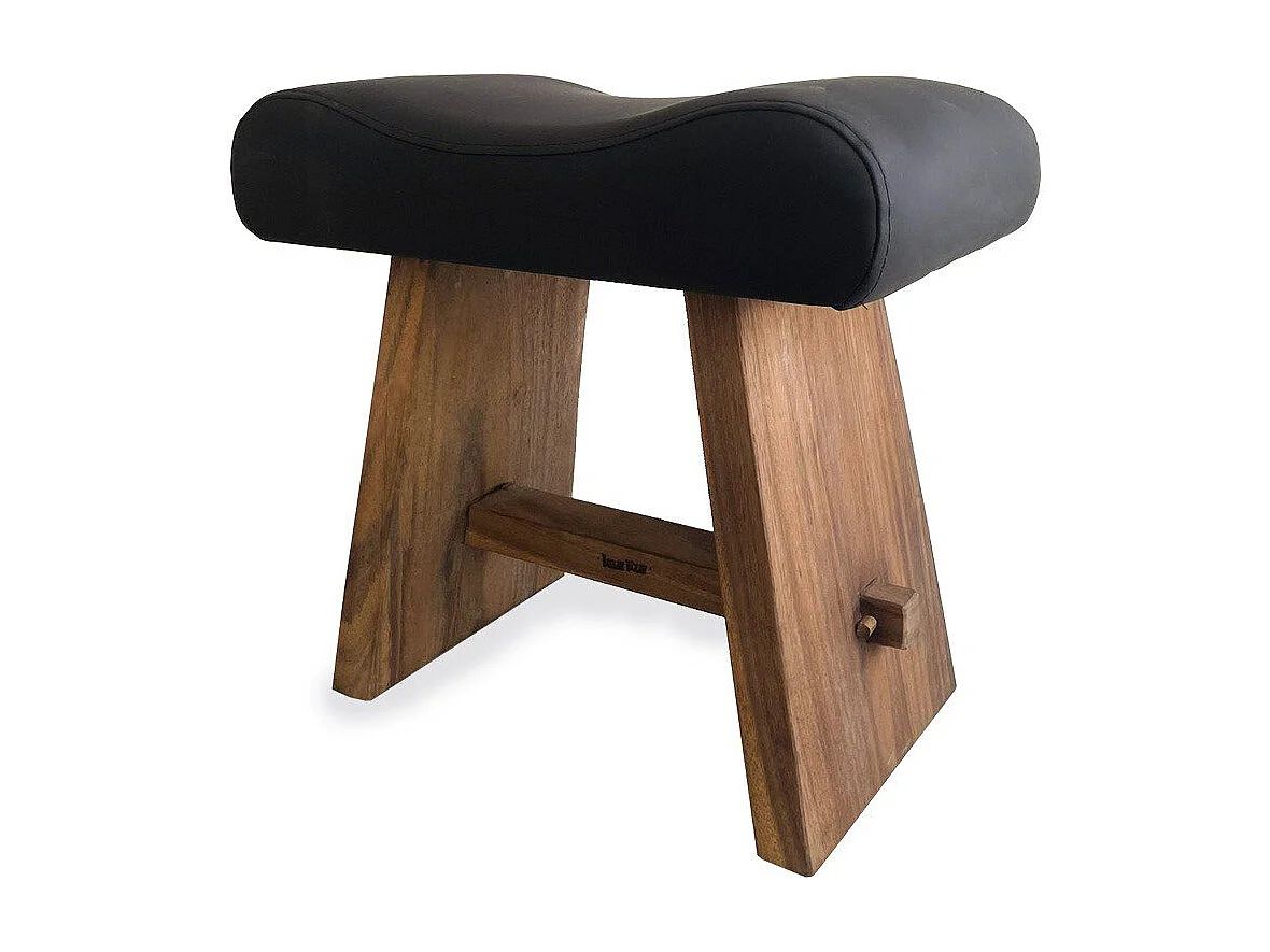 Lo Sgabello Suar con Pelle - Naturale Nero