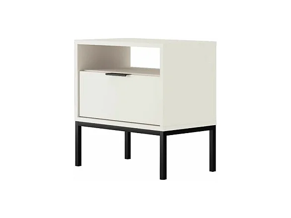 Table de chevet Seattle Blanc Pieds noirs