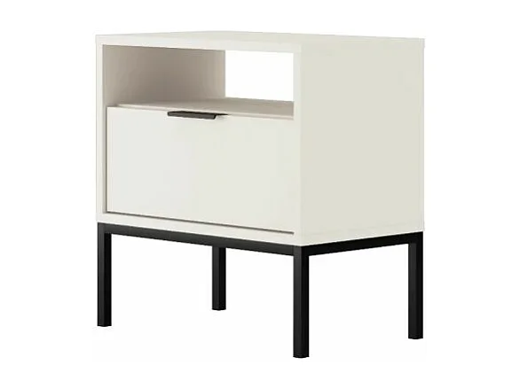 Table de chevet Seattle Blanc Pieds noirs