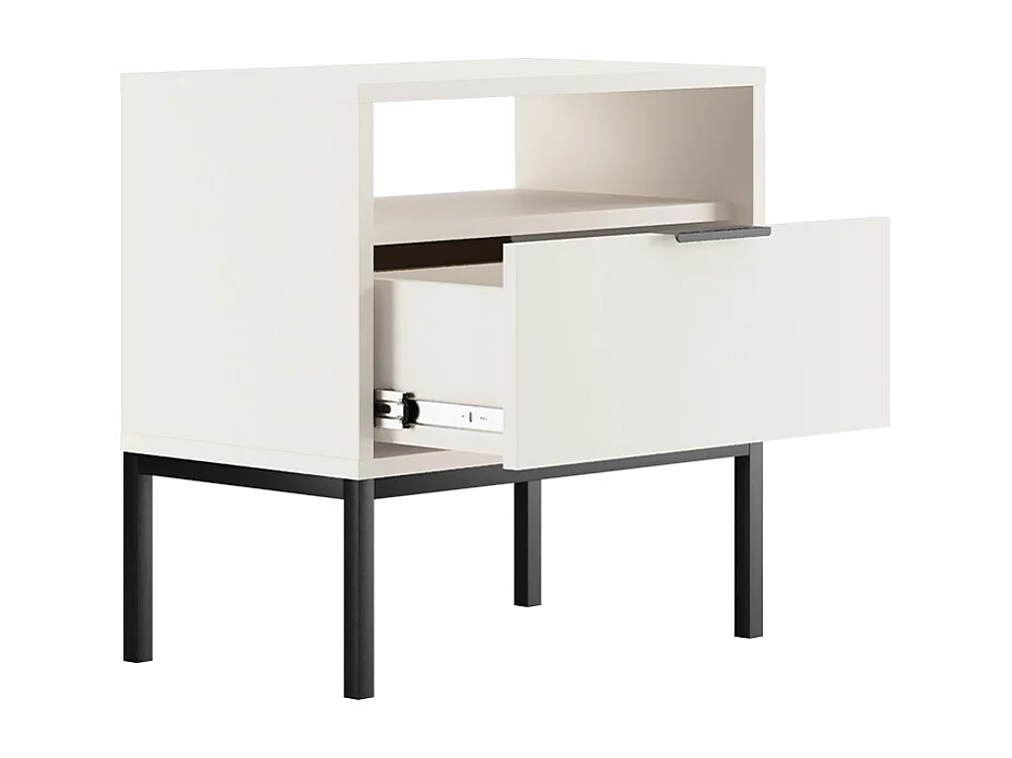 Table de chevet Seattle Blanc Pieds noirs