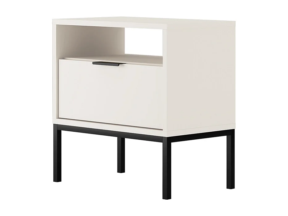 Table de chevet Seattle Blanc Pieds noirs