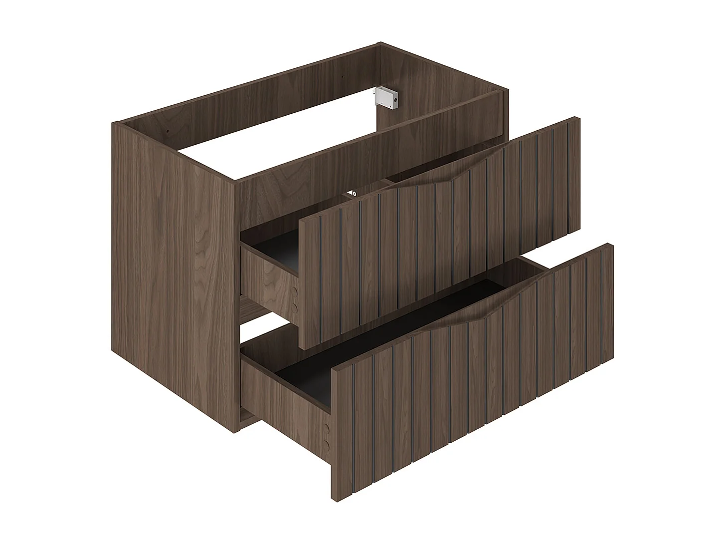 Conjunto de muebles con lavabo individual encastrado 80cm y columna Siena madera y negro