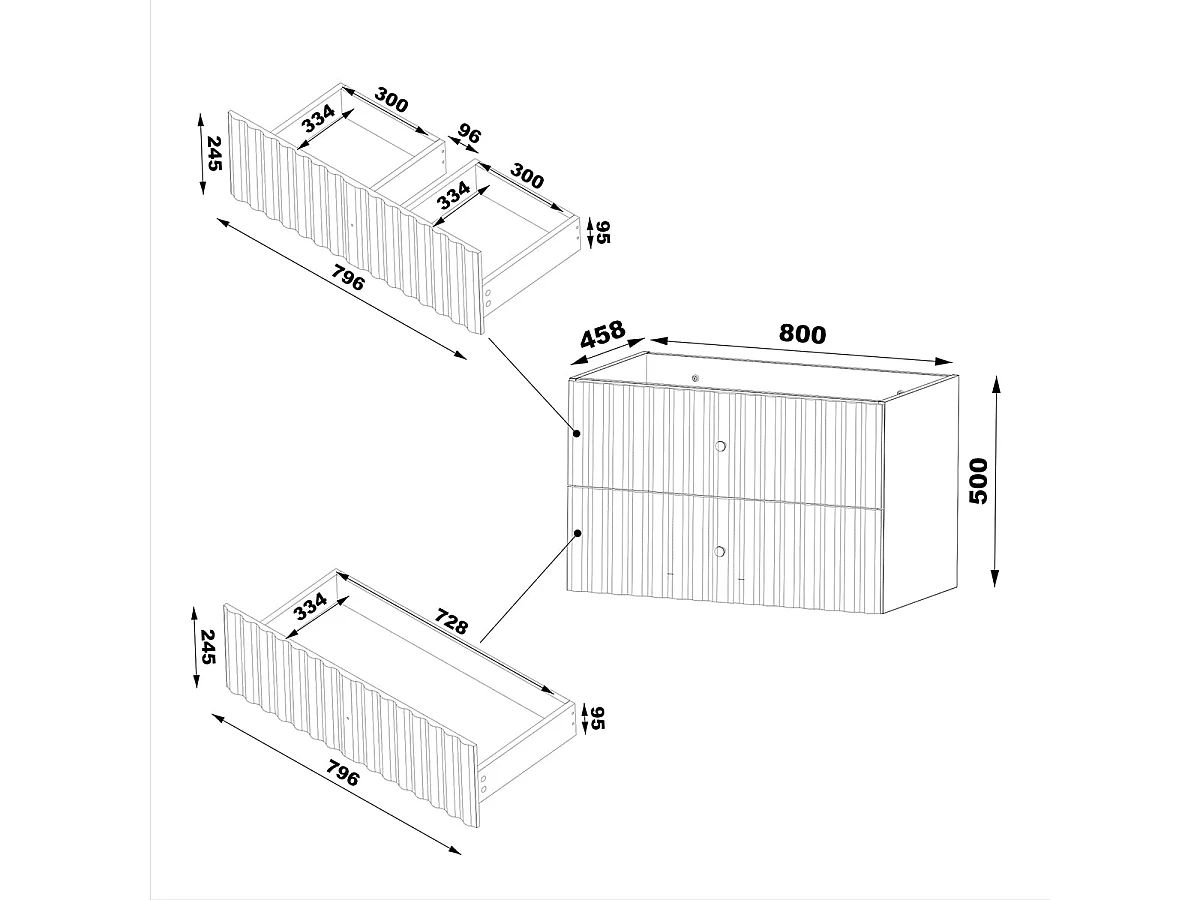 Ensemble meuble simple vasque encastrée 80cm et colonne Izae Blanc