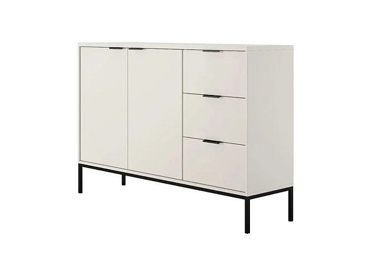 Buffet 2 portes 3 tiroirs Seattle Blanc Pieds noirs