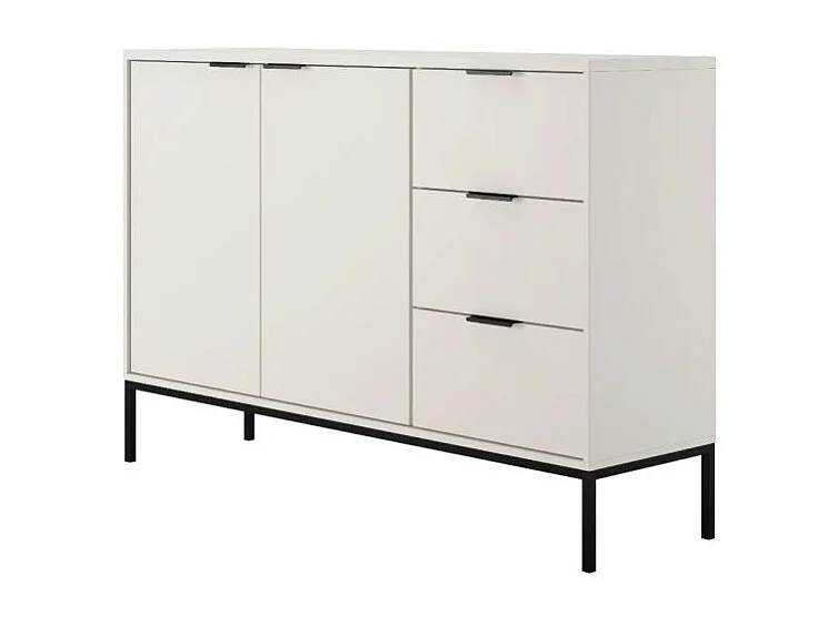 Buffet 2 portes 3 tiroirs Seattle Blanc Pieds noirs