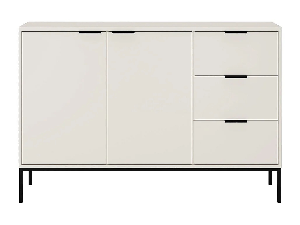 Buffet 2 portes 3 tiroirs Seattle Blanc Pieds noirs
