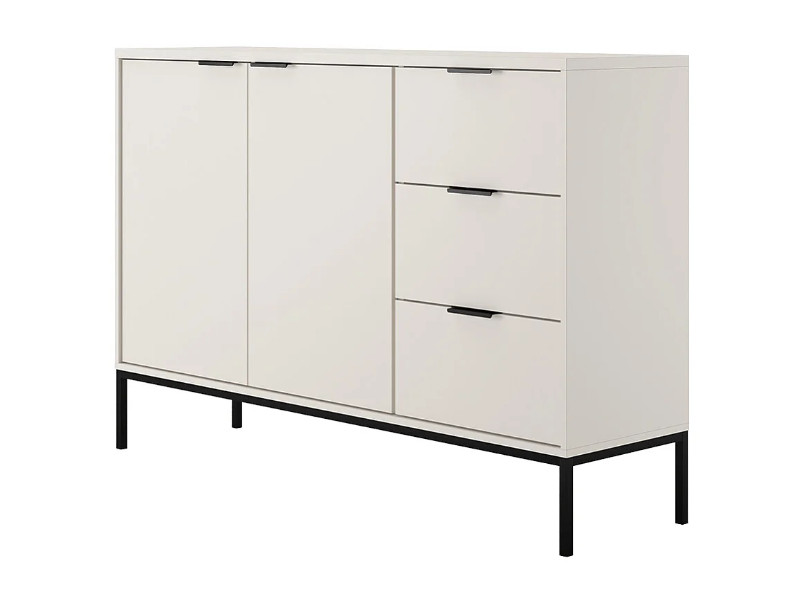 Buffet 2 portes 3 tiroirs Seattle Blanc Pieds noirs
