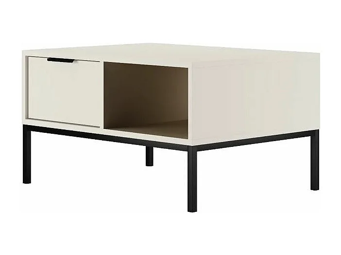 Seattle salontafel 80 cm Wit Zwarte poten