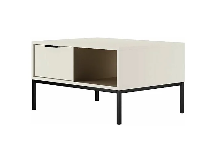 Table basse 80 cm Seattle Blanc Pieds noirs