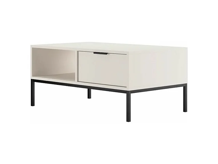 Table basse 100 cm Seattle Blanc Pieds noirs