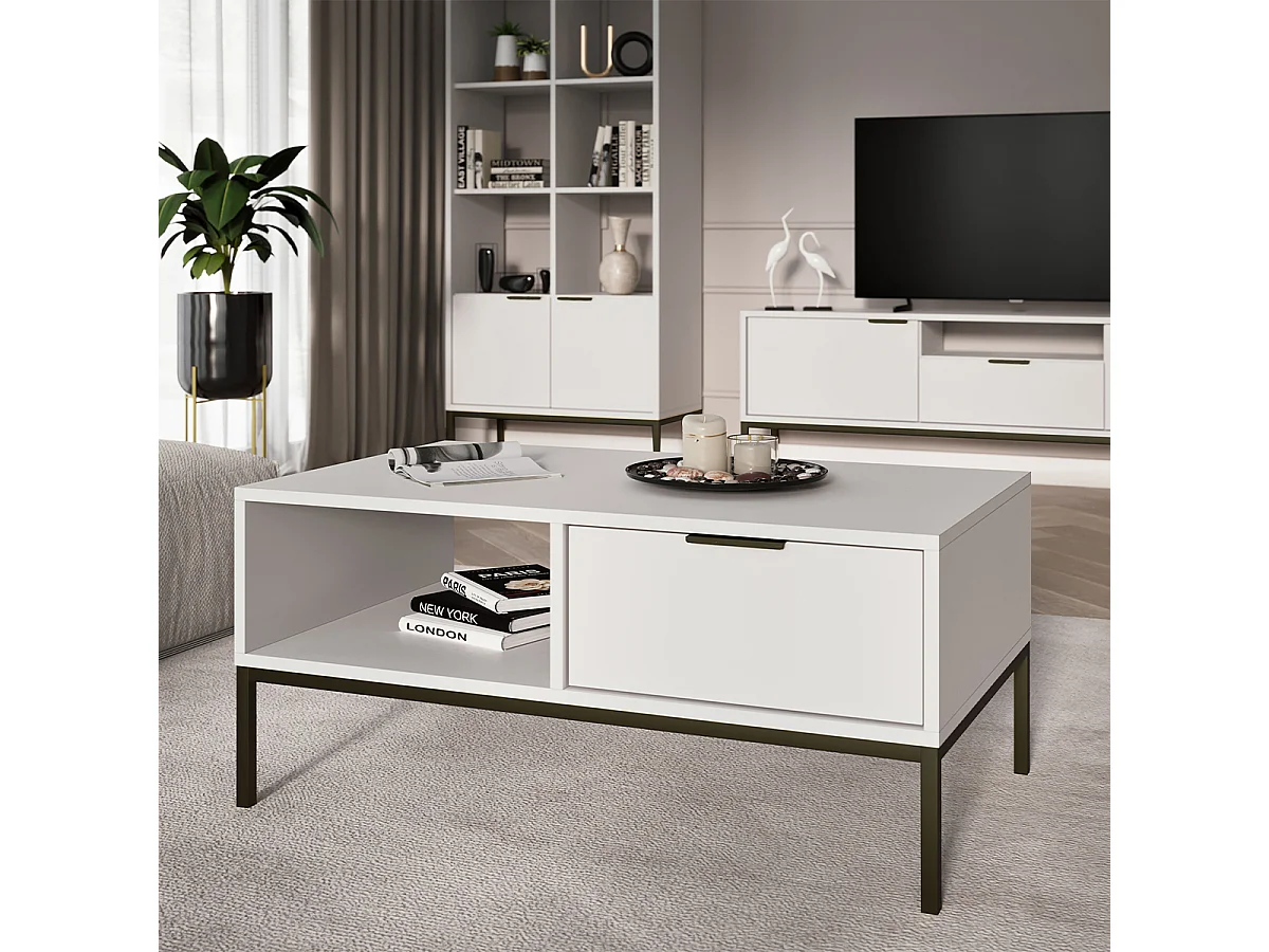 Stolik kawowy AUSTIN 100x60 biały/czarny