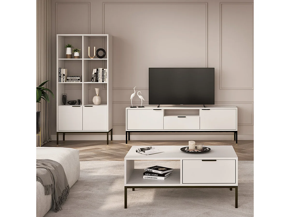 Seattle 2-deurs boekenkast Wit Zwarte poten