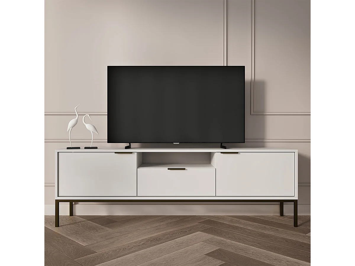 Seattle 175 cm wit TV-meubel met zwarte poten