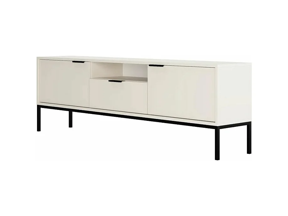 Meuble TV 175 cm Seattle Blanc Pieds noirs