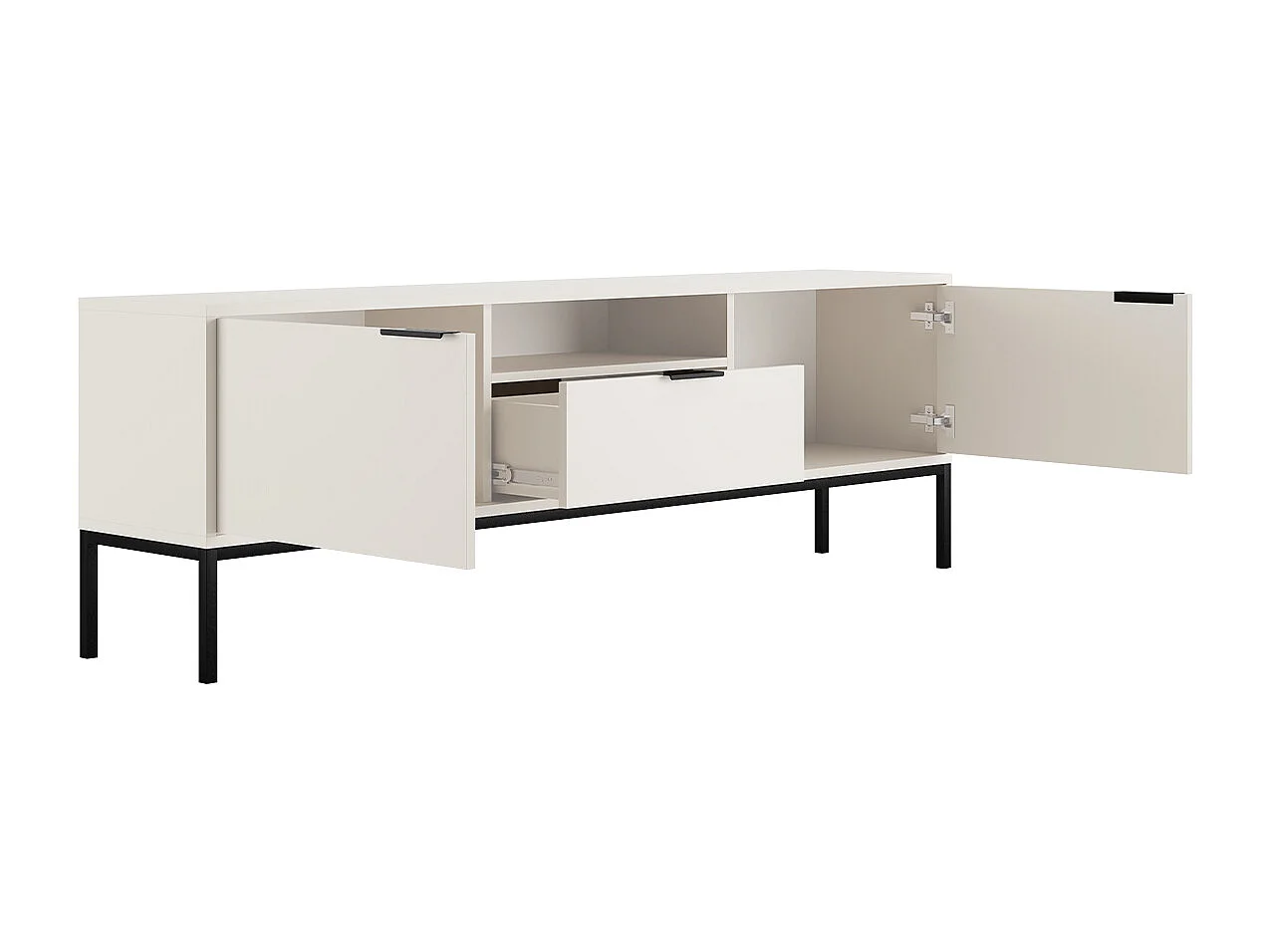 Seattle 175 cm wit TV-meubel met zwarte poten