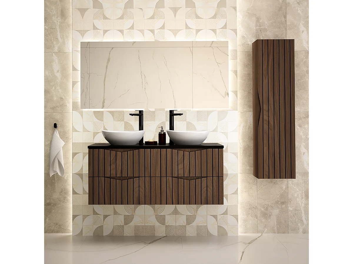 Mueble bajo lavabo 120cm Siena madera y negro