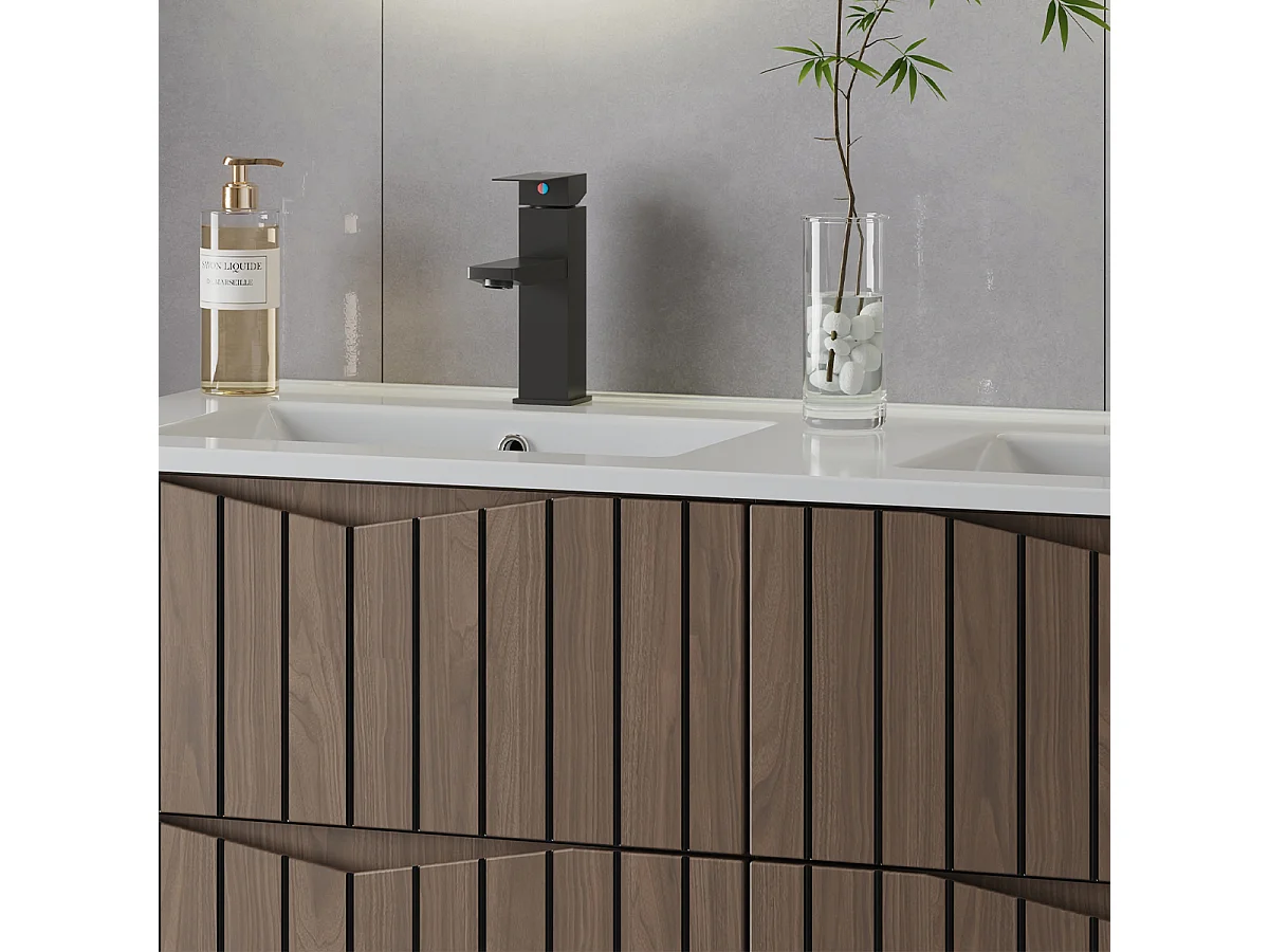 120cm Siena hout en zwart badmeubel