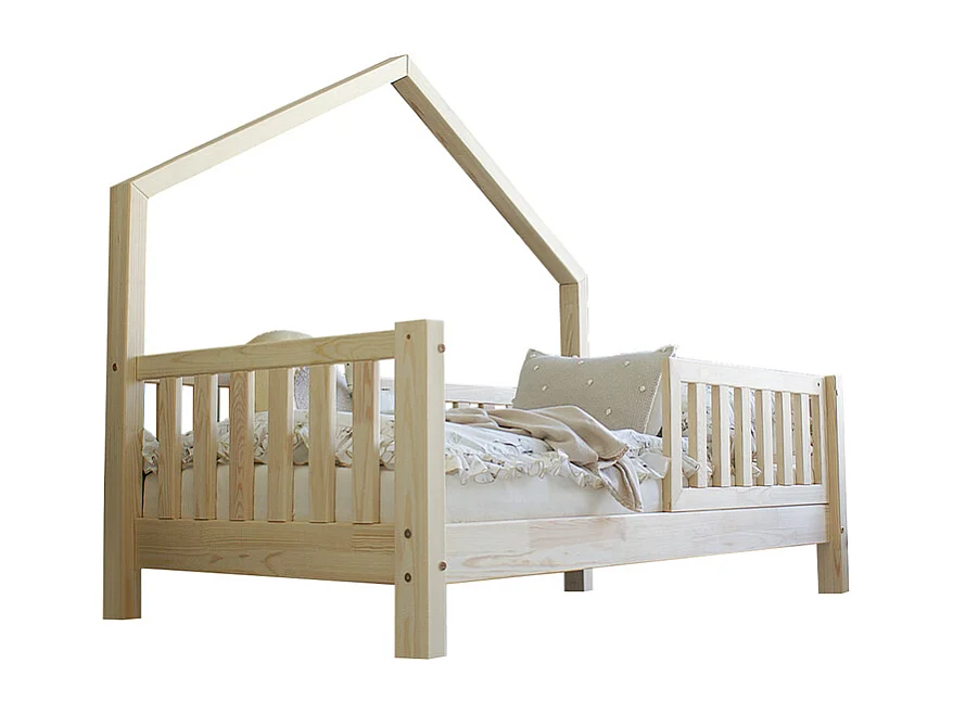 Cama de cabina 90x190 incluindo barreira e base de ripas com pés de 10 cm Léonie Bois