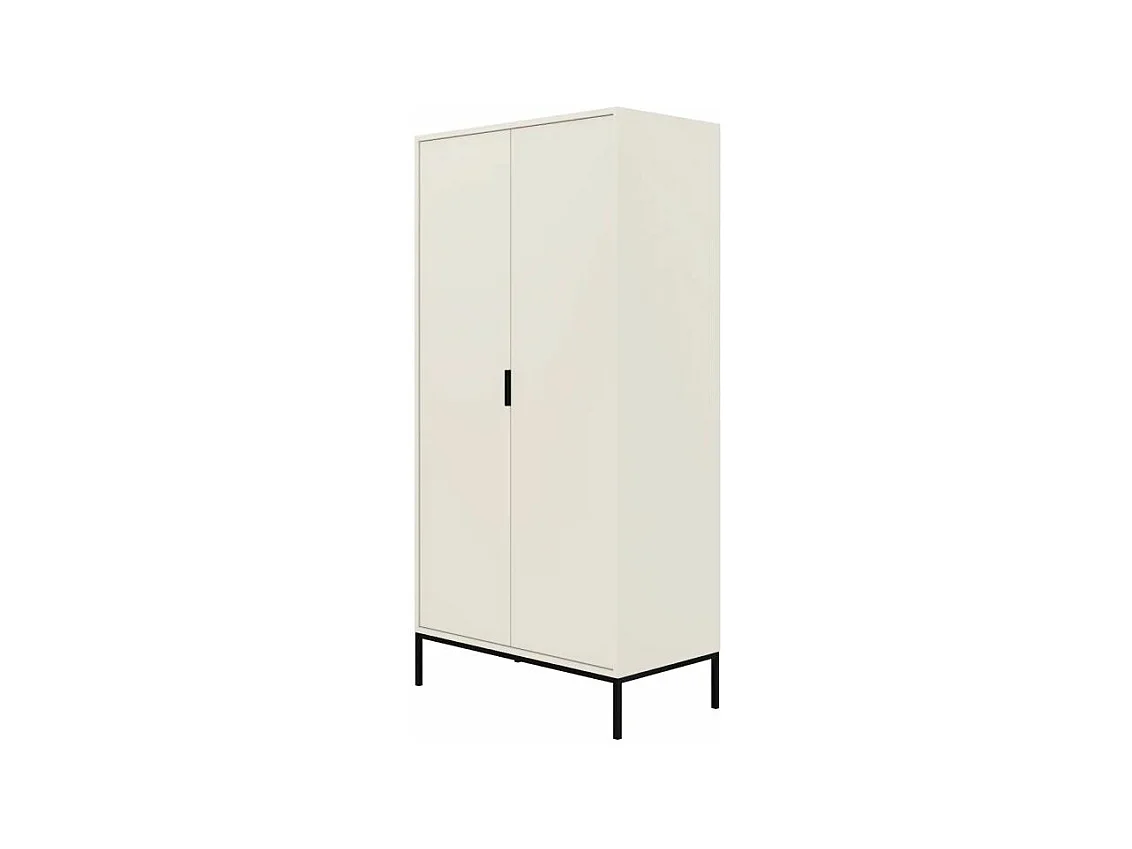 Armoire 2 portes Seattle Blanc Pieds noirs