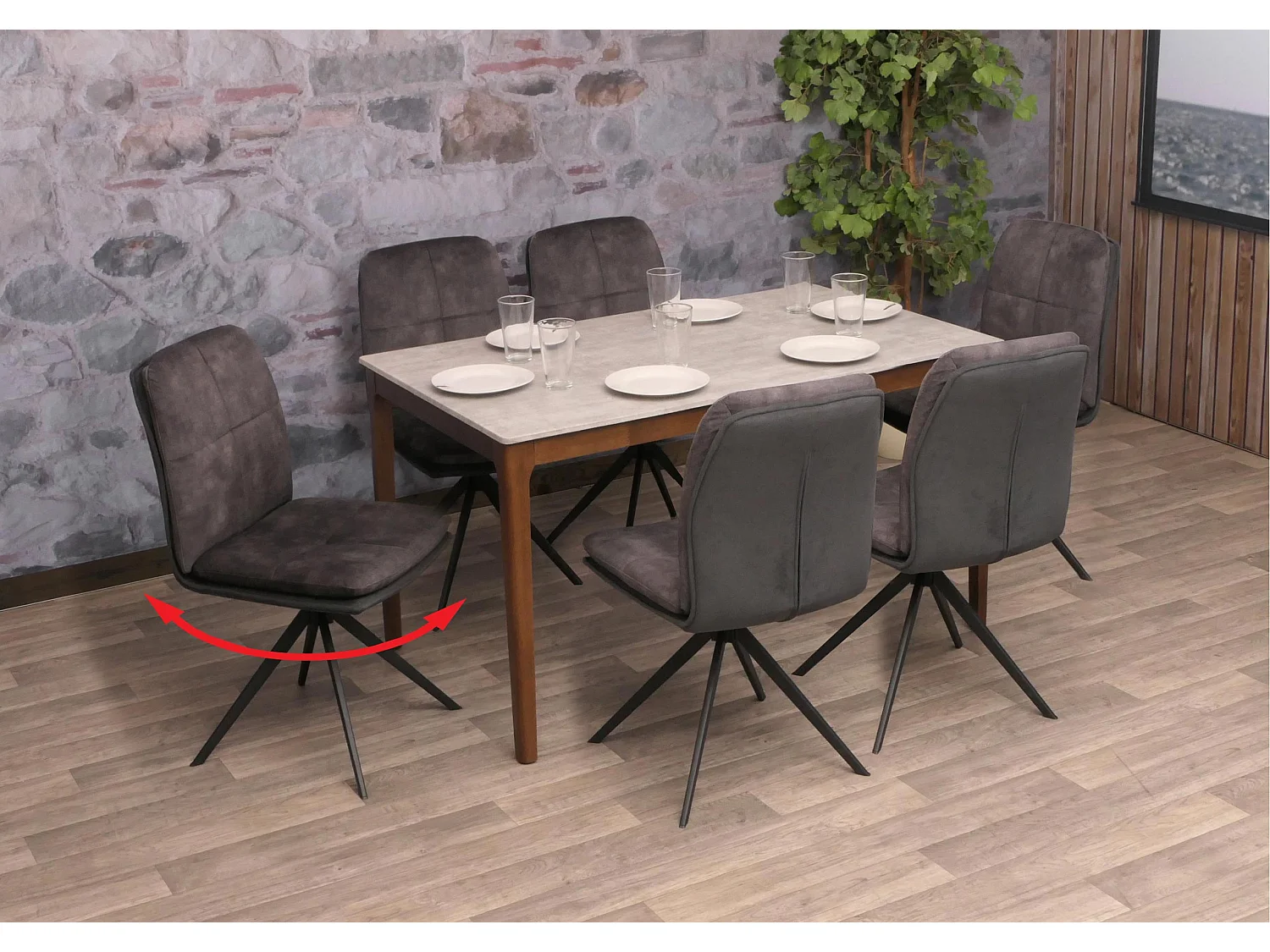 Chaise de salle à manger MCW-M68 (lot de 6),  gris foncé