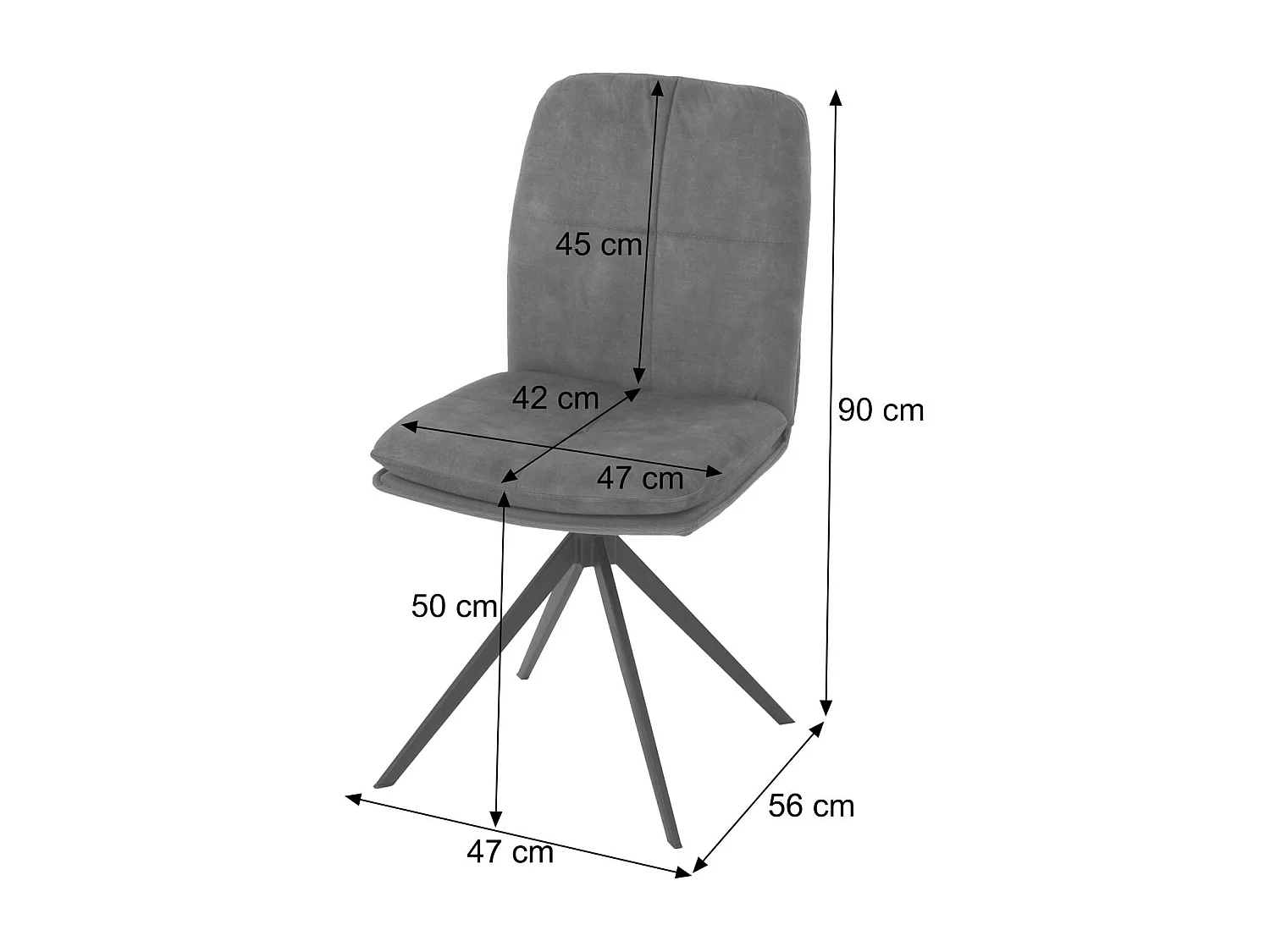 Chaise de salle à manger MCW-M68 (lot de 6),  gris foncé