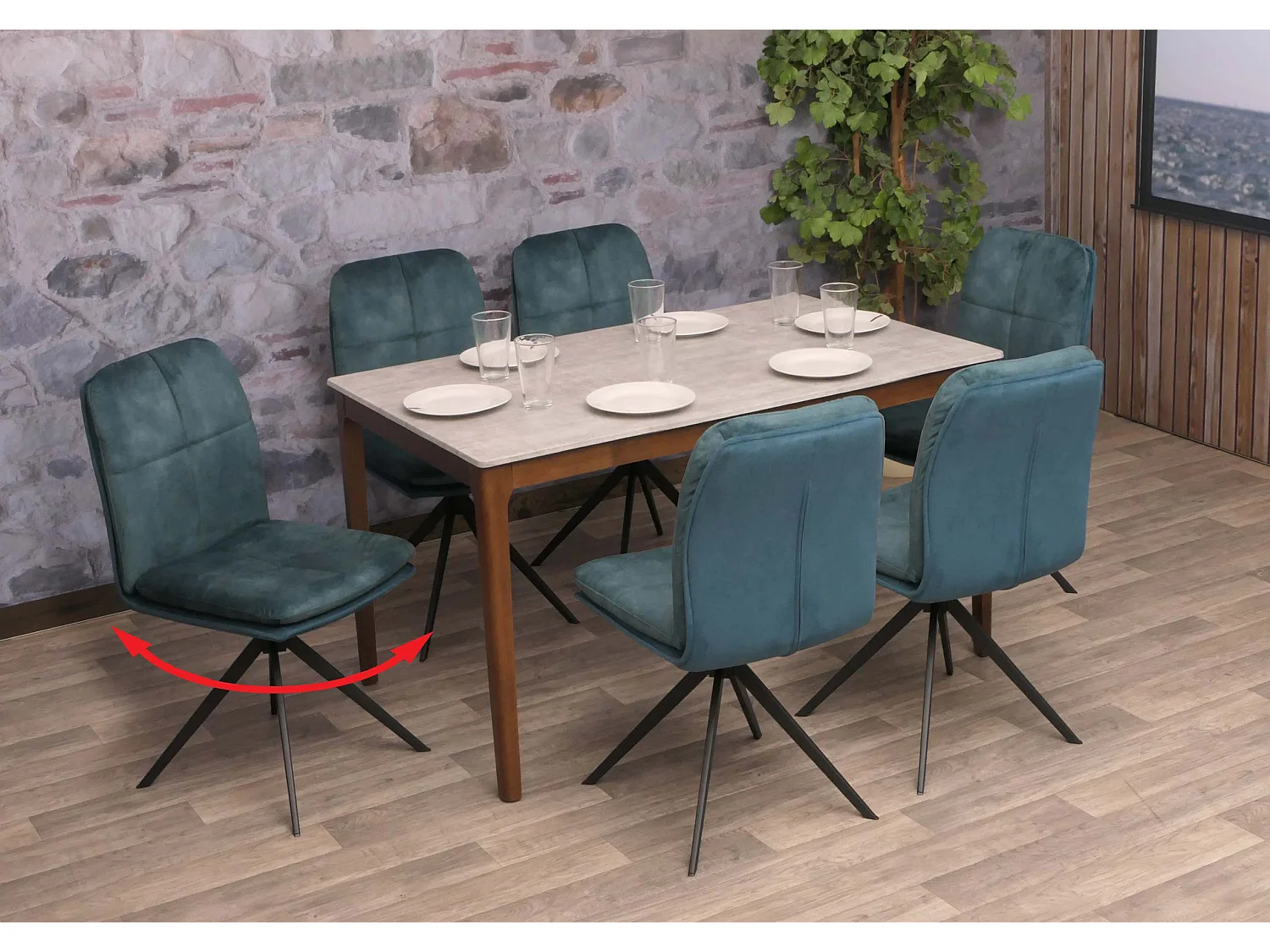 Eetkamerstoel MCW-M68 (set van 6),  blauw