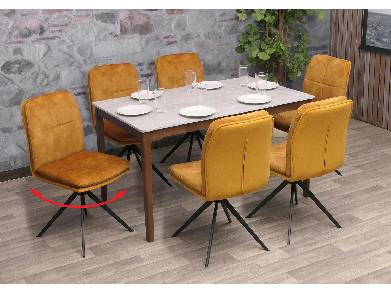 Eetkamerstoel MCW-M68 (set van 6),  geel