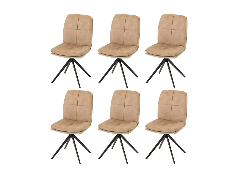 Set di 6 sedie da pranzo MCW-M68, soggiorno cucina, poltrona, seduta girevole, metallo stoffa/tessuto ~ beige