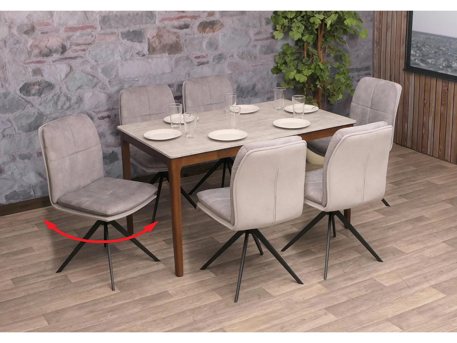 Chaise de salle à manger MCW-M68 (lot de 6),  gris