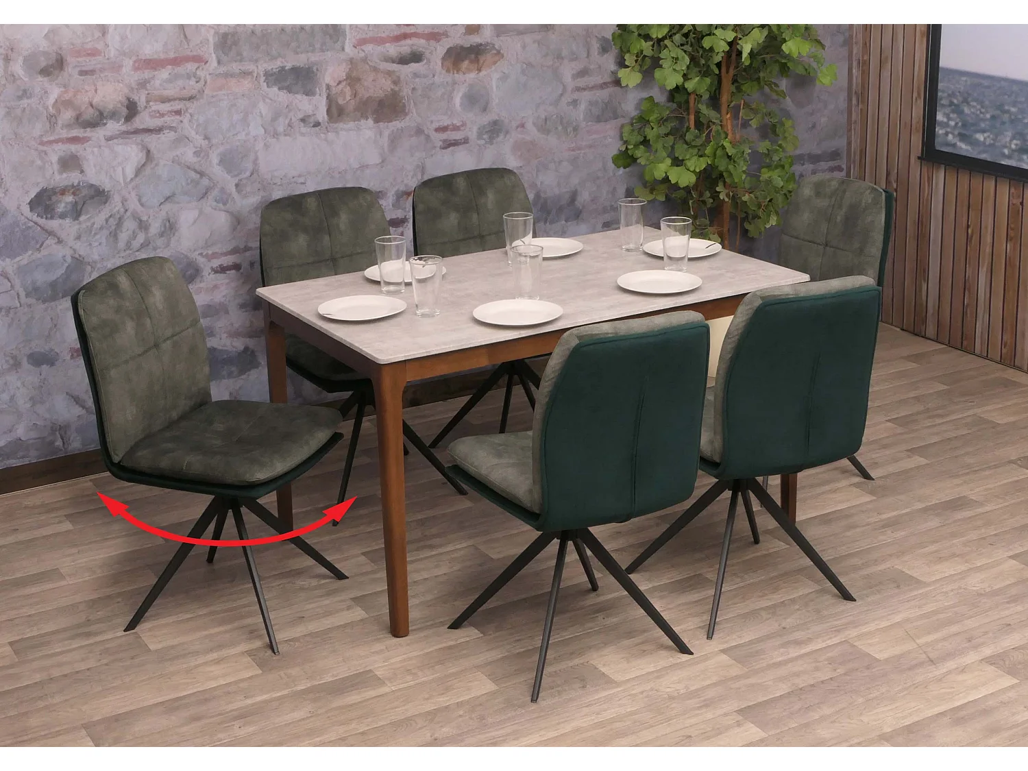 Cadeira de jantar MCW-M68 (conjunto de 6),  verde