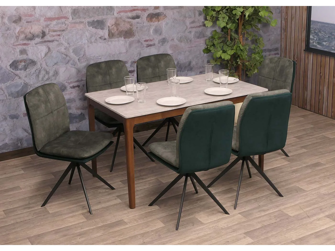 Cadeira de jantar MCW-M68 (conjunto de 6),  verde