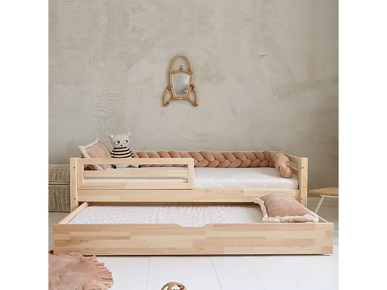 Letto con barriera 90x190, compresa la molla e il cassetto Myléna Bois
