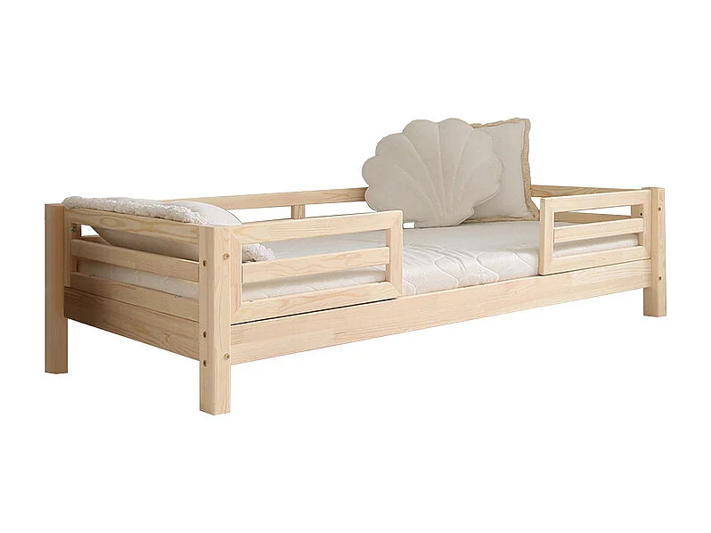 90x190 Myléna Cama de madeira com pés de 10 cm, calhas e estrado de molas incluídos