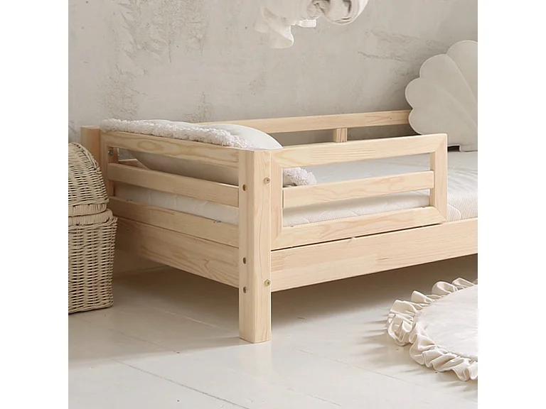 90x190 Myléna Houten bed met 10 cm poten, inclusief spijlen en boxspring