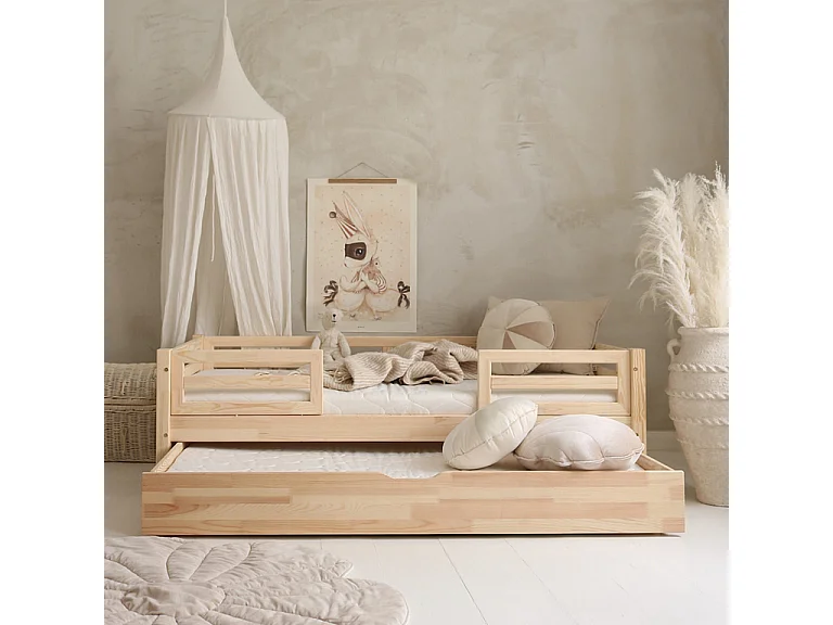 Myléna Wood 90x190 barrier bed met lattenbodem en lade