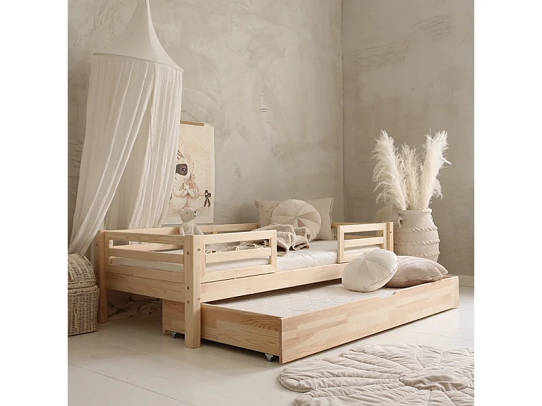 Myléna Wood 90x190 barrier bed met lattenbodem en lade