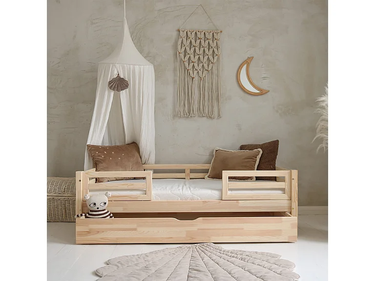 Myléna Wood 90x190 barrier bed met lattenbodem en lade