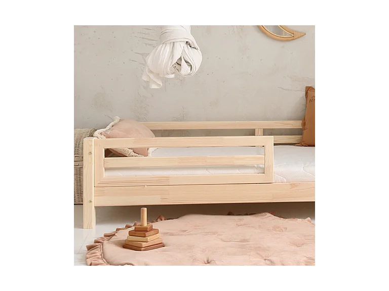 Lit 90x190 barrière et sommier inclus pieds 10 cm Myléna Bois