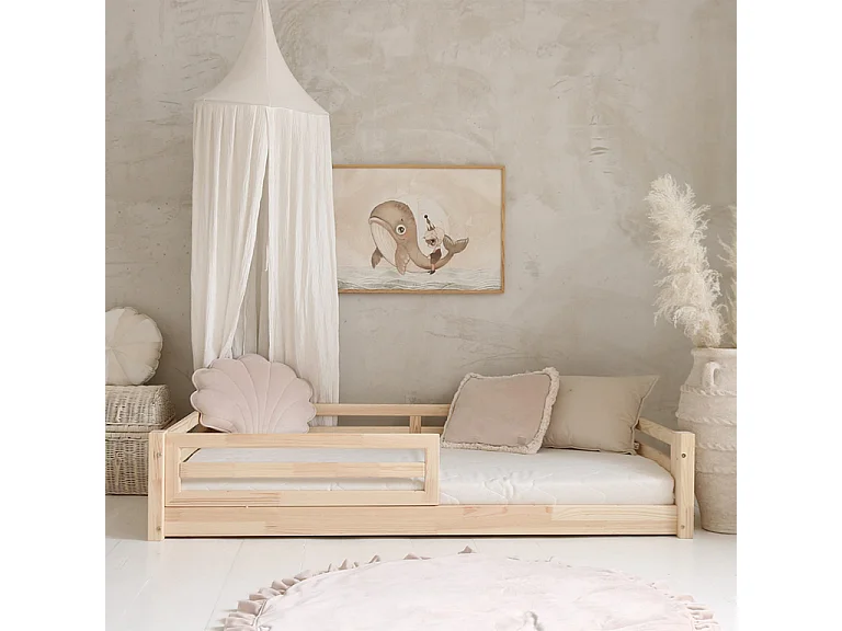 90x190 Myléna Cama de madeira com calha e base de ripas, incluindo pernas 1 cm