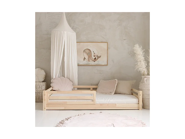 90x190 Myléna Houten bed met bedhek en lattenbodem inclusief poten 1 cm