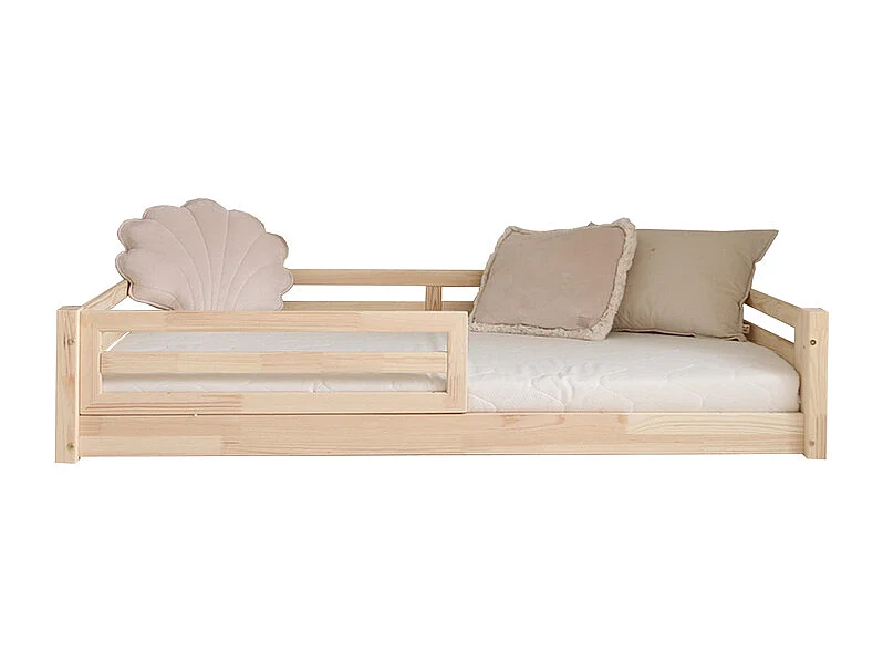 Cama 90x190 con barandillas y somier patas 1 cm Myléna Madera
