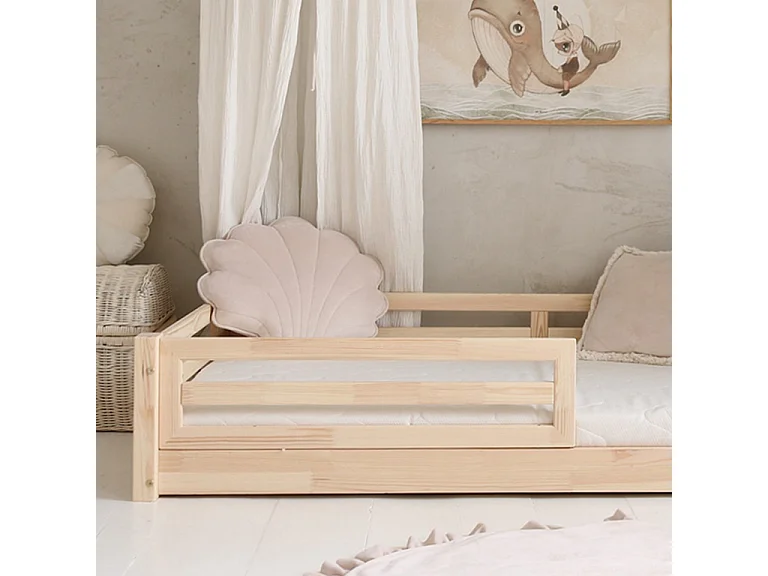 Cama 90x190 con barandillas y somier patas 1 cm Myléna Madera