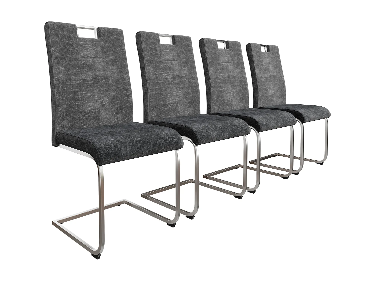 Conjunto mesa de jantar + 4 cadeiras em camurça - 138,5 x 80 x 75 cm - Madeira MDF - cinza escuro + marrom escuro