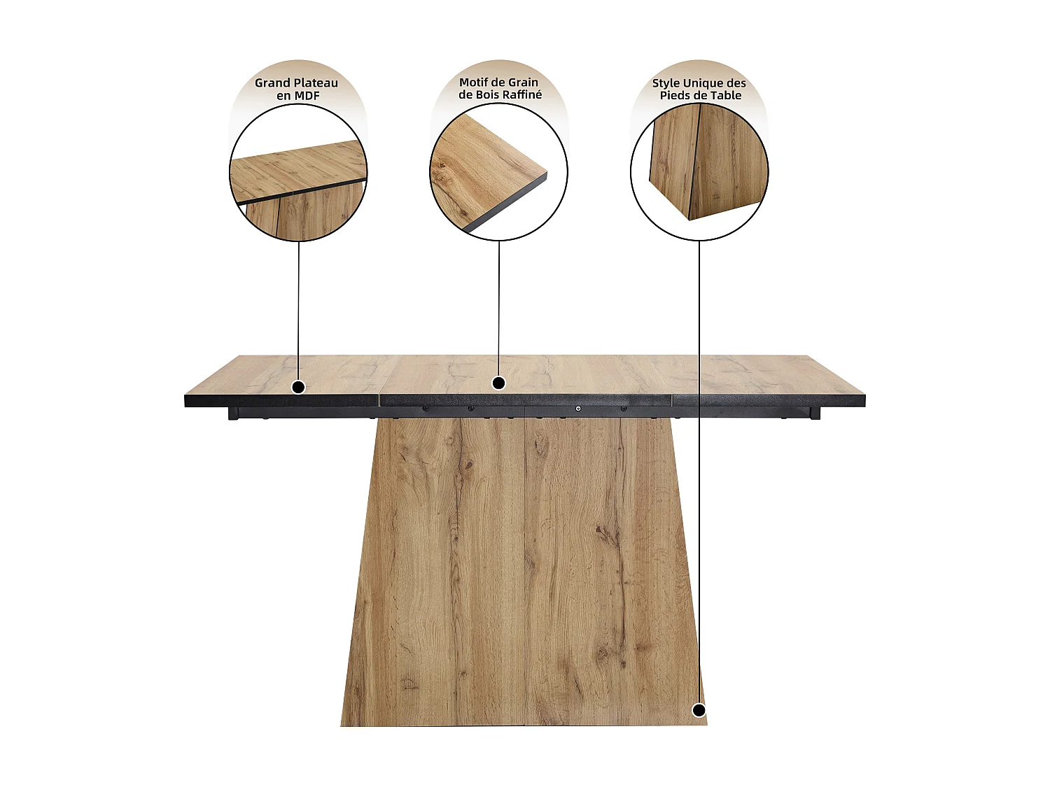 Rechthoekige eettafelset 138,5 x 80 x 75 cm + 4 fluwelen stoelen - MDF hout - Beige + lichtbruin