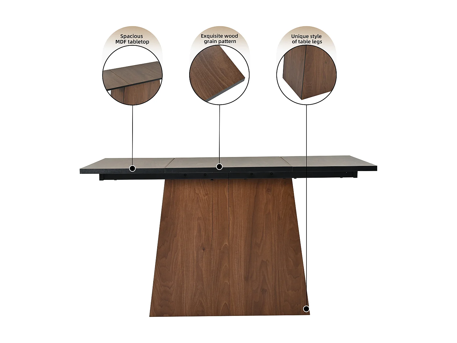 Set tavolo da pranzo rettangolare 138,5 x 80 x 75 cm + 4 sedie in velluto - Legno MDF - Beige + marrone scuro