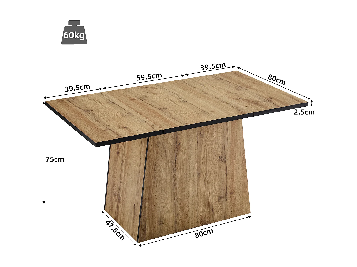 Ensemble table à manger + 6 chaises en rotin - 138.5 x 80 x 75 cm - Bois MDF et coussins en cuir pu - Beige + marron
