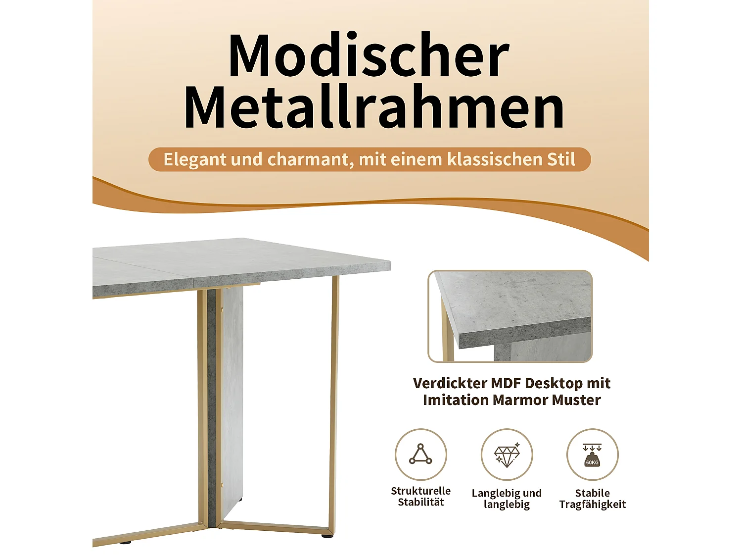Eettafelset 119 x 70 x 75 cm + 4 fluwelen stoelen - MDF hout en metaal - Zwart + grijs
