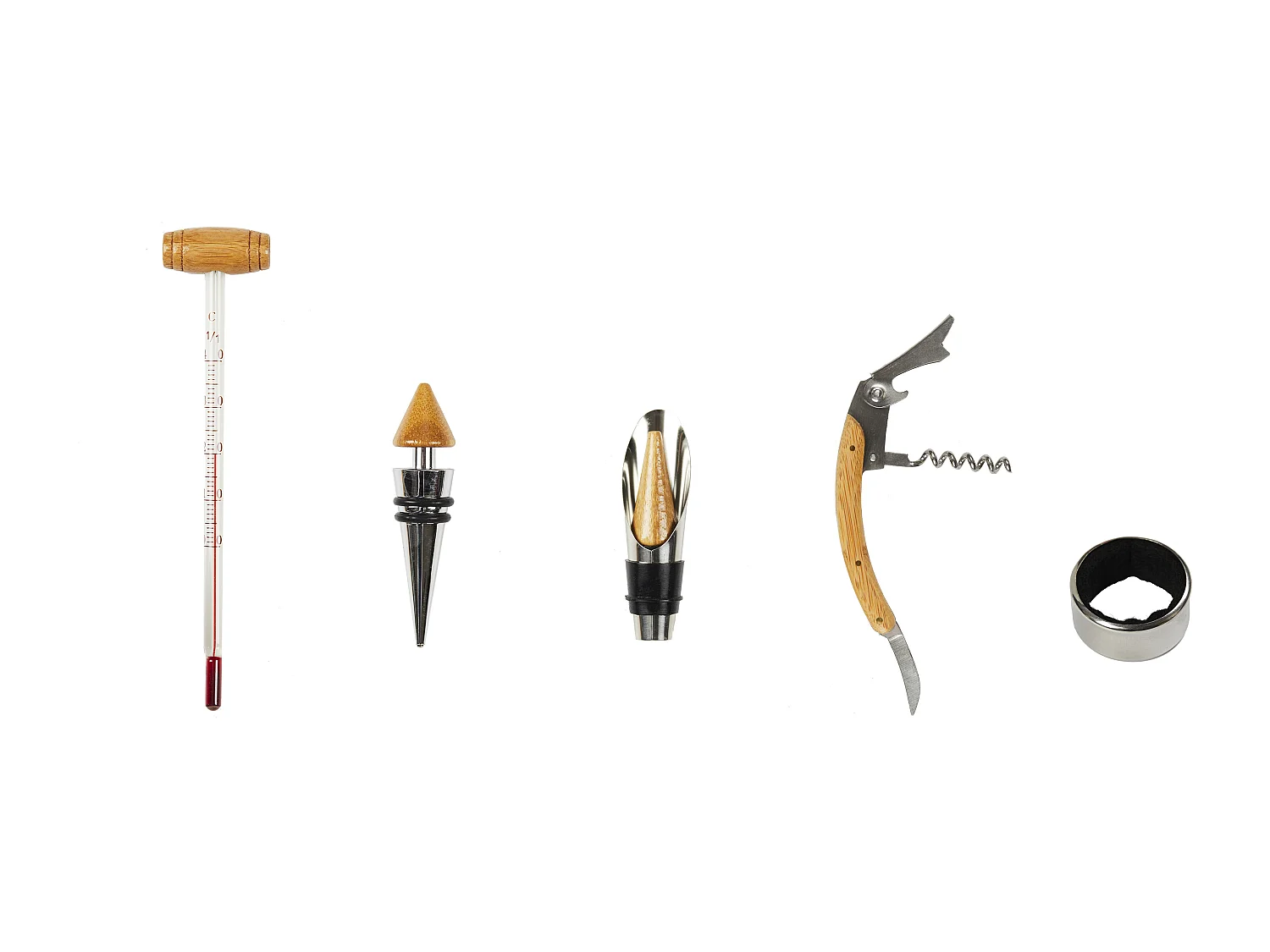 Coffret En Bambou Pour Le Vin 5 Accessoires Marron