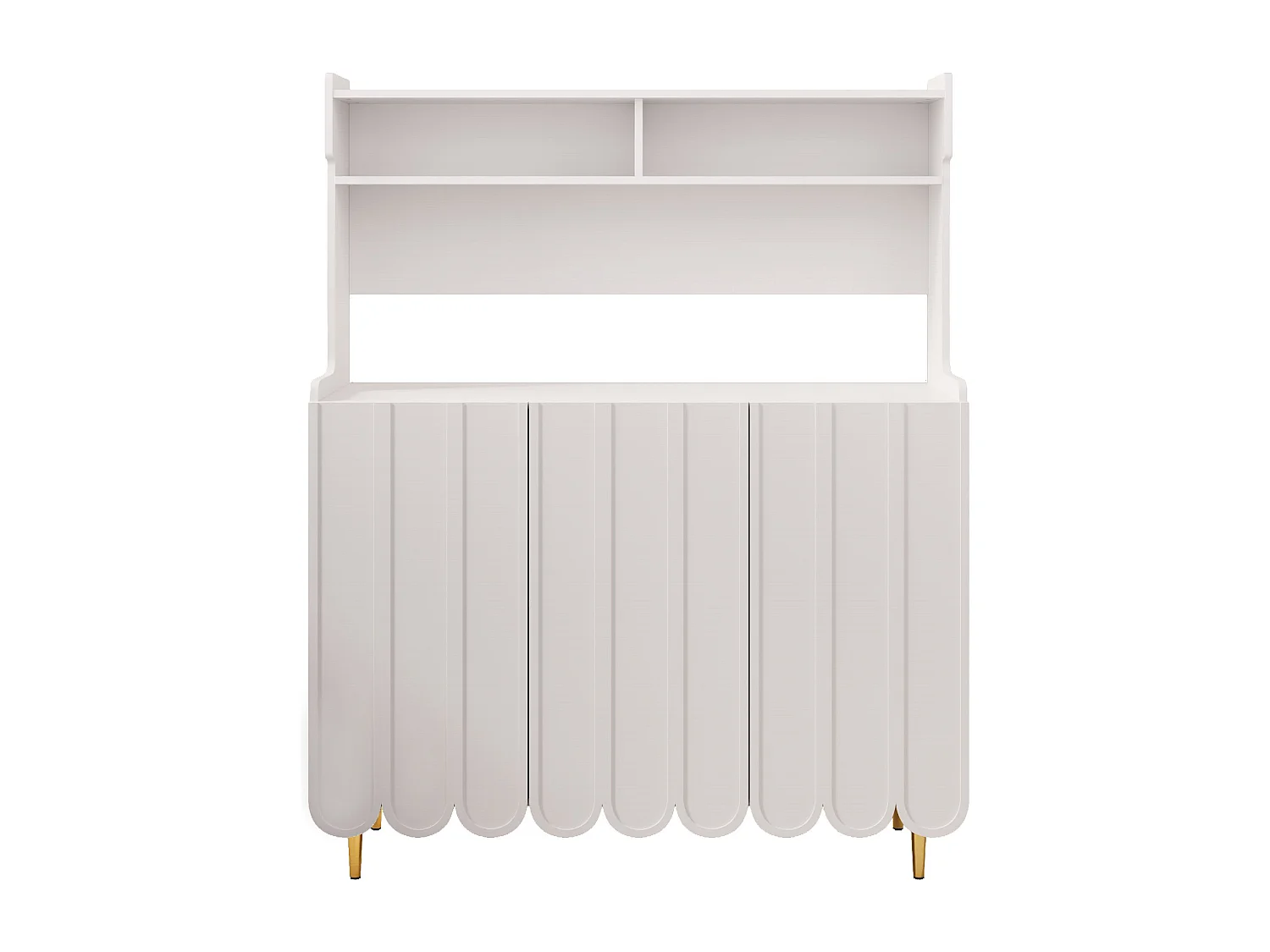 Credenza da cucina con 3 ante e ripiani aperti - 120 x 40 x 151 cm - Legno MDF - Bianco