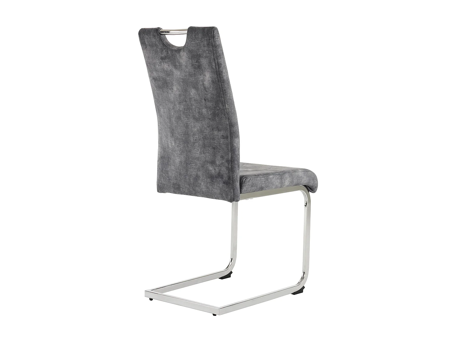 Lot de 4 Chaises cantilever en velours - Pièds en acier - Motif losange - Sans accoudoirs - Gris foncé